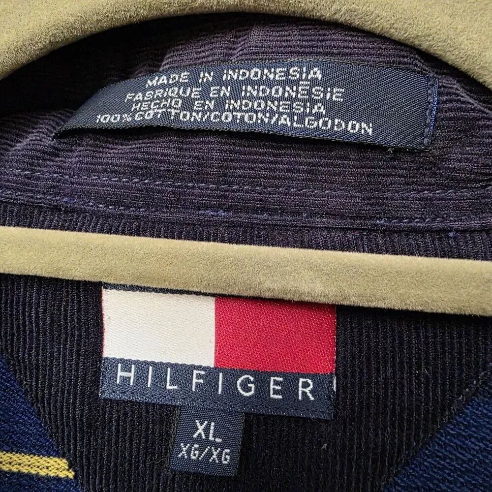 Tommy Hilfiger Striped Mens XL Button Down Shirt Blue Yellow Long Sleeve Classic - Picture 8 of 13